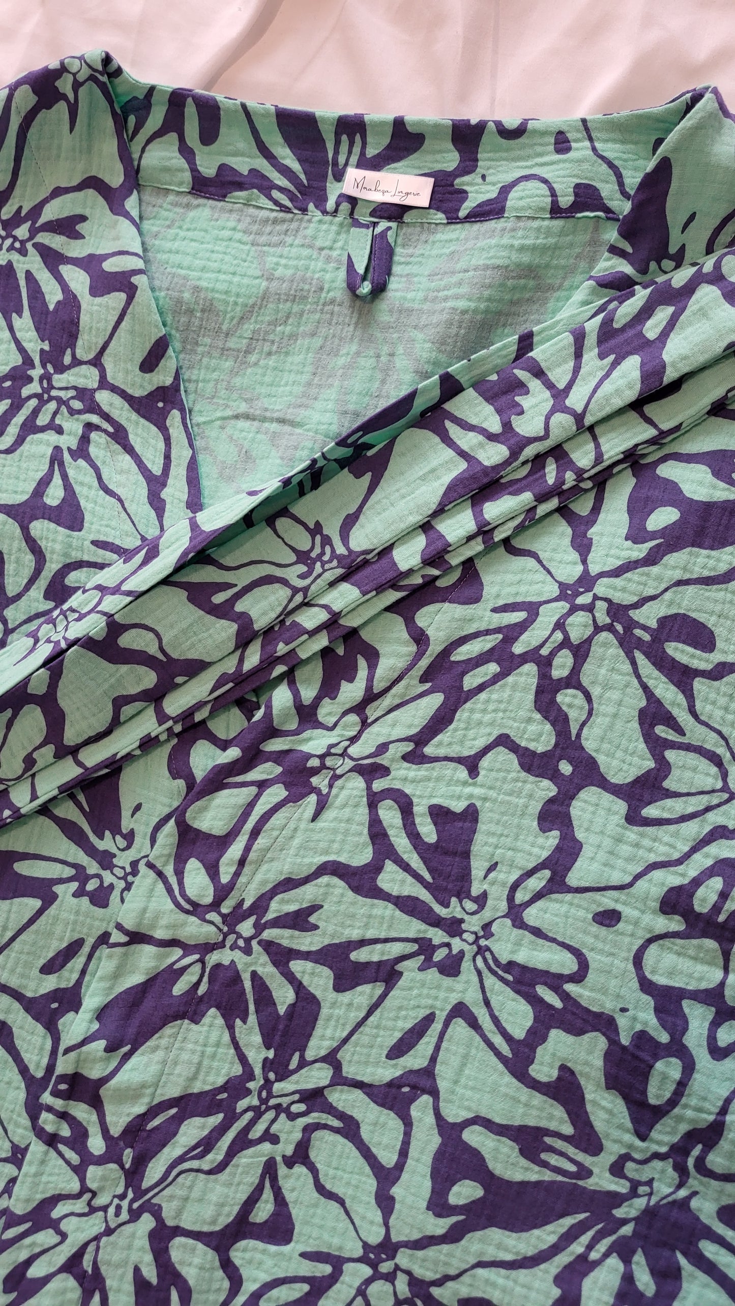 Kimono strandkleedje paars appelblauwzeegroen Morabeza