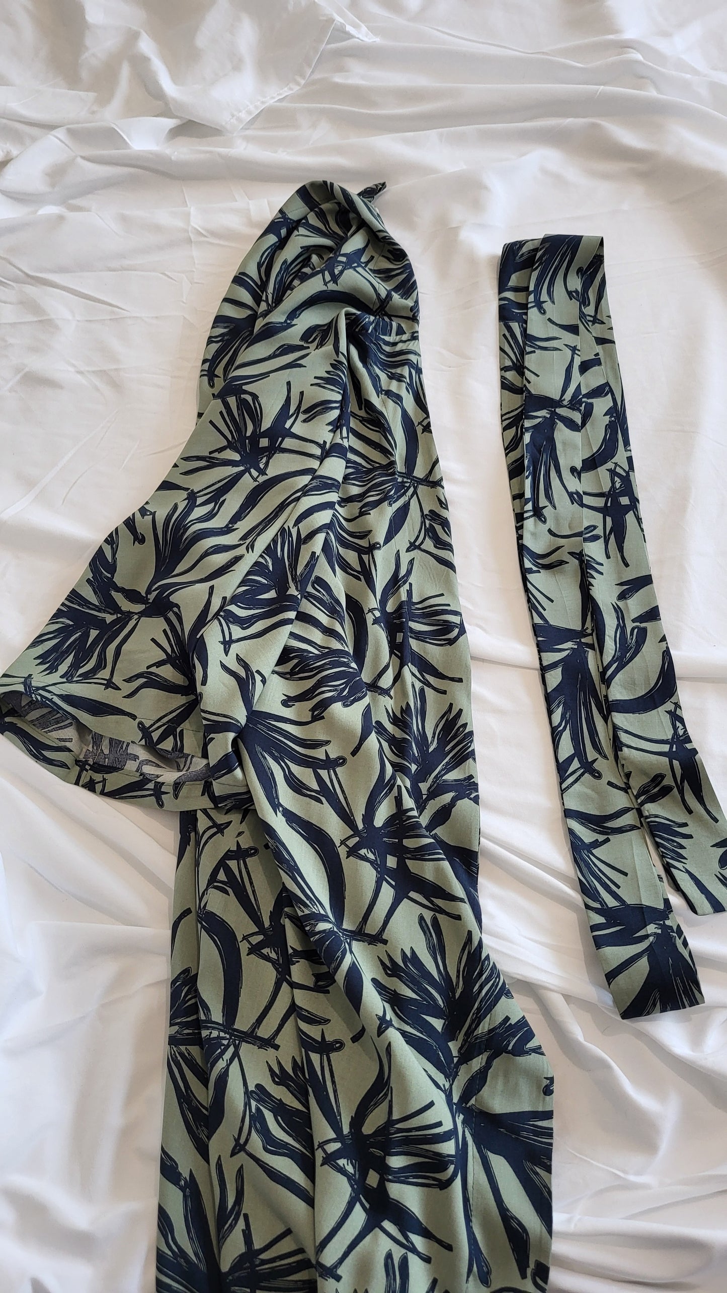 Kimono strandkleedje viscose groen zwart Morabeza