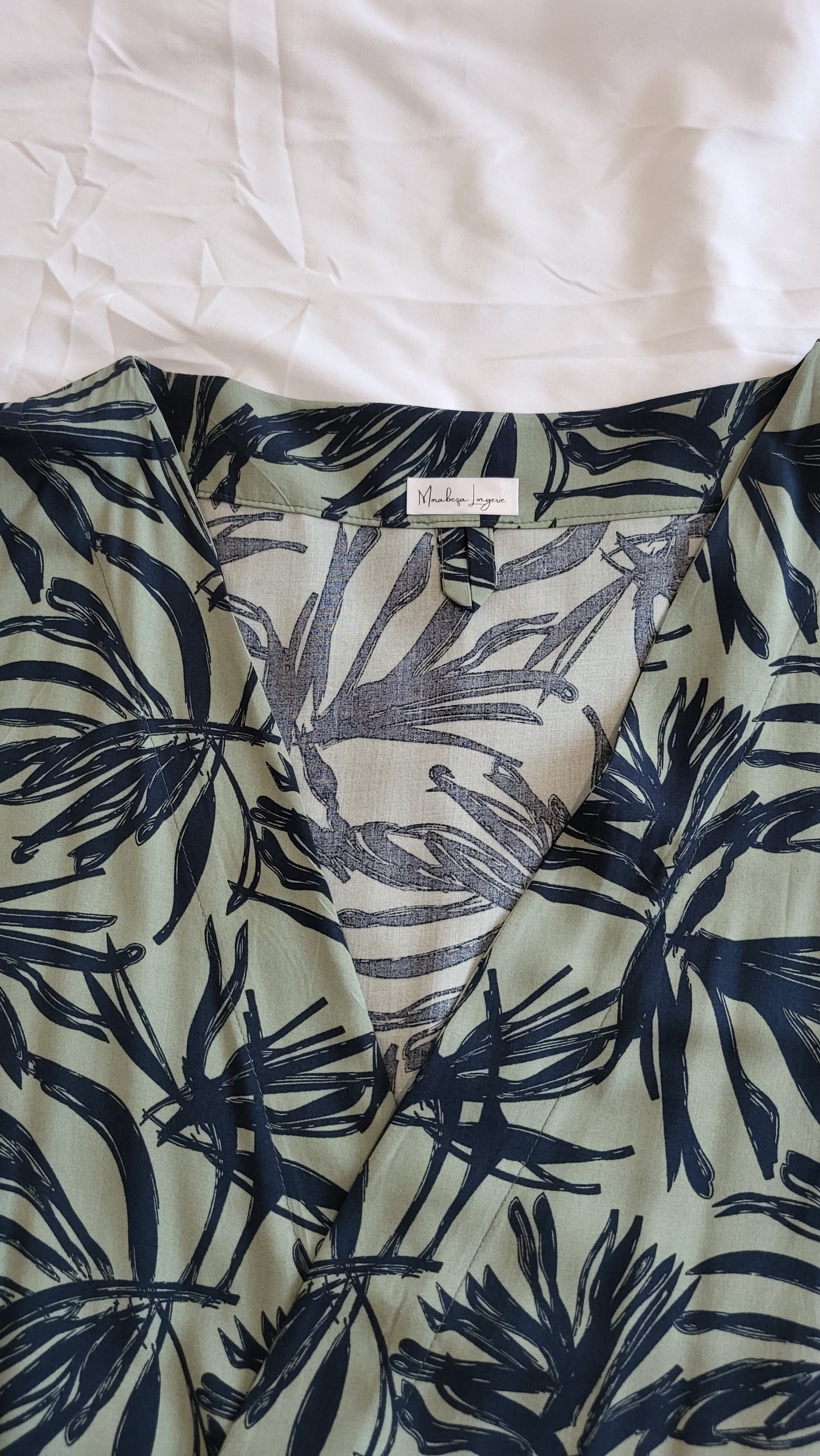 Kimono strandkleedje viscose groen zwart Morabeza